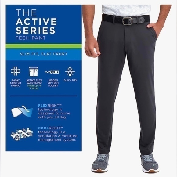 NWT Haggar Men's The Active Series Slim Fit Flat Front Pant 30W x 32L - Picture 3 of 13